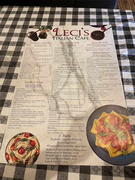 leci's|leci's italian menu.